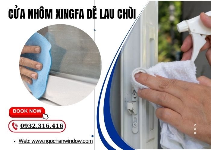 cửa nhôm Xingfa dễ lau chùi