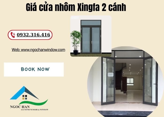 giá cửa nhôm Xingfa 2 cánh